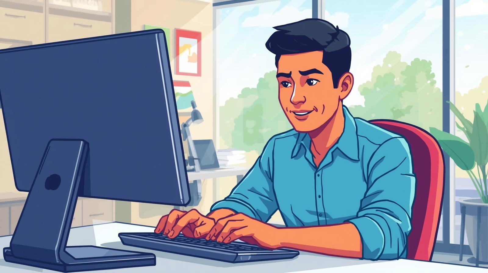 Person working on a laptop